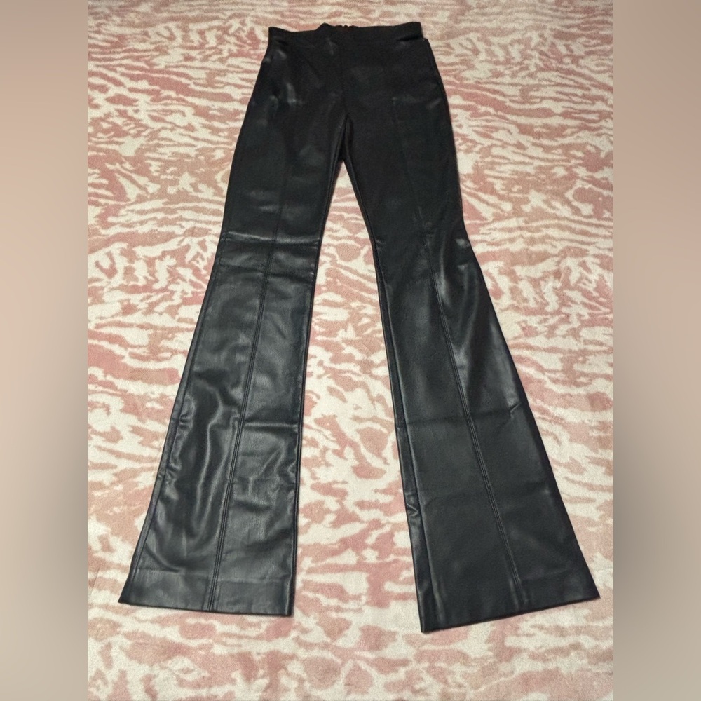 Zara Black Faux Leather Flare Pants